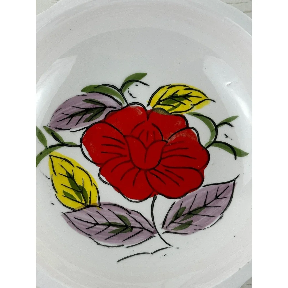 Vintage Japan Floral Bowl Red Rose Ceramic Scalloped Edge Small‎ Dish